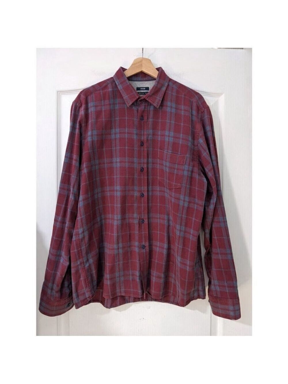 Benson | Men's Mckenzie flannel button down shirt in Red/Blue